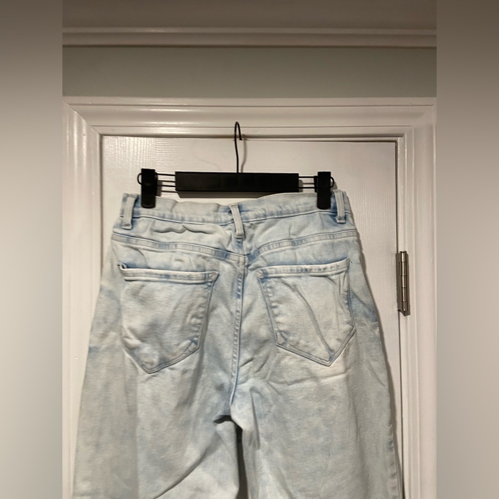 Kensie Size 4 Straight Leg High Rise Slim Fit Light Wash Raw Hem Denim Jeans - Picture 7 of 12